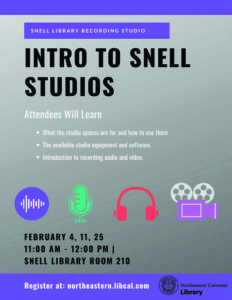 Flyer describing Intro to Snell Studios workshops