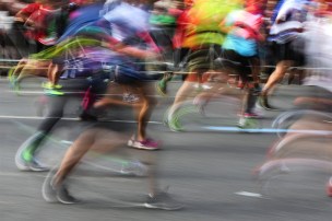 纽约马拉松赛跑者时差照片