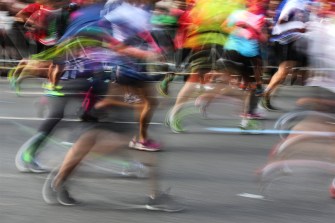 纽约马拉松赛跑者时差照片