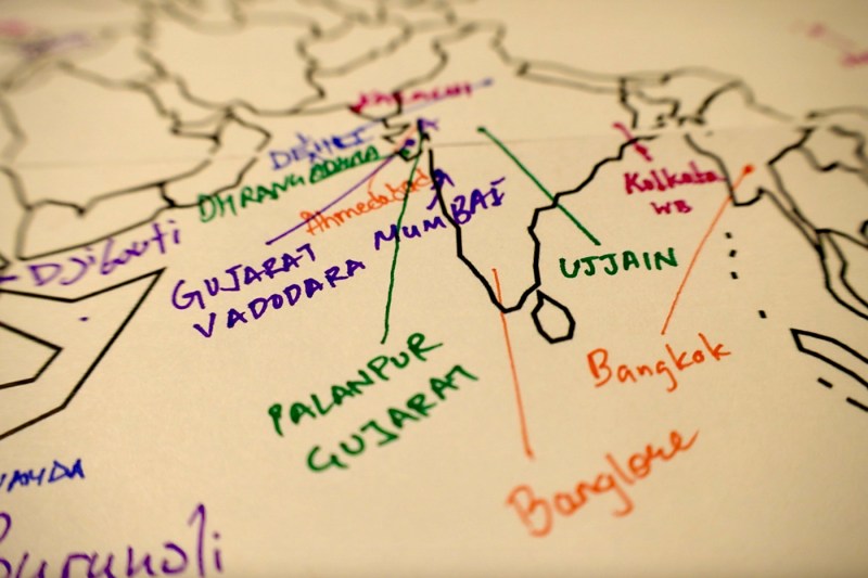 印地安地图多色笔标
